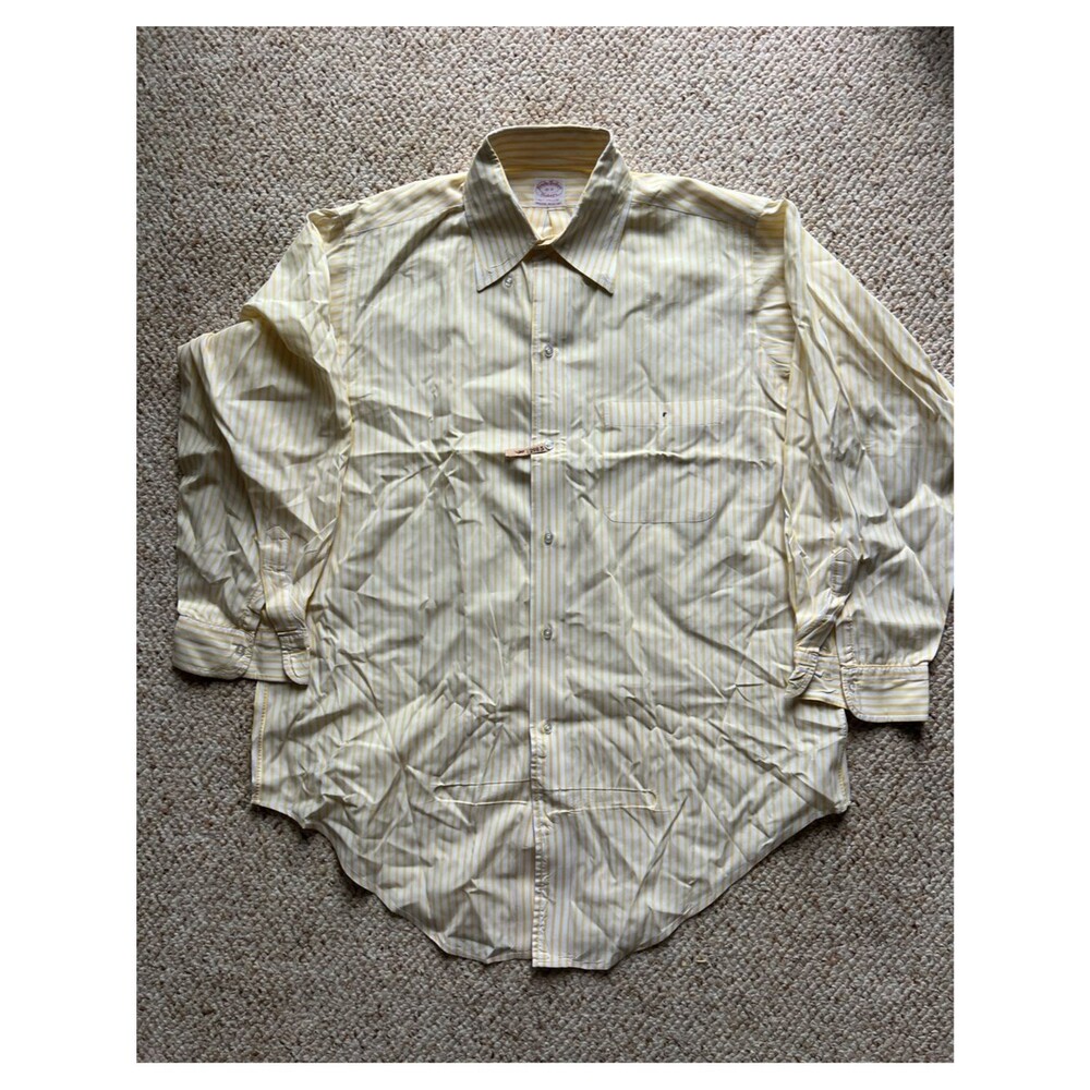 Vintage Brooks Brothers Makers All Cotton 16 R OCDB USA Yellow & White Stripe
